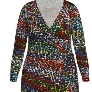 Multi color jigsaw midi dress